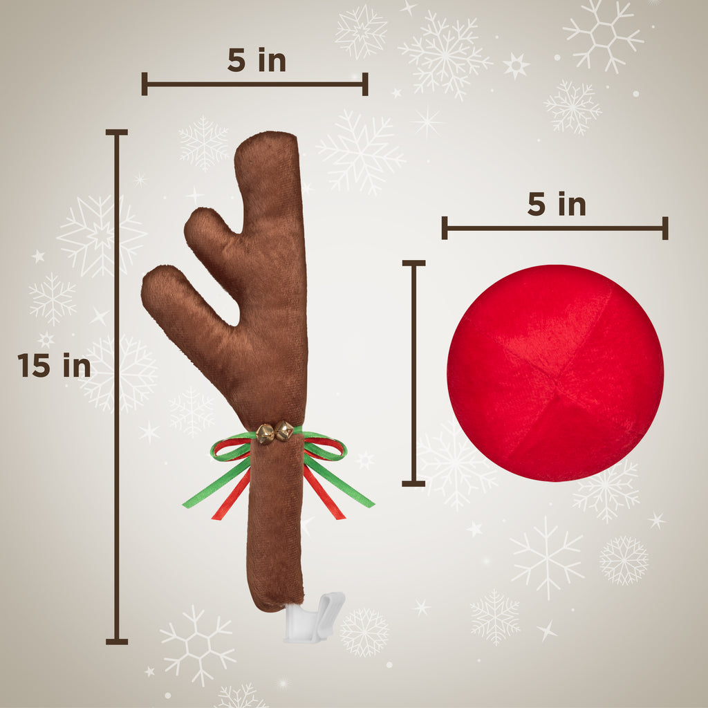 Carbella Car Christmas Reindeer Antlers and Nose - Xmas Decorations for Car - Window Holiday Kit for Car Truck Van SUV