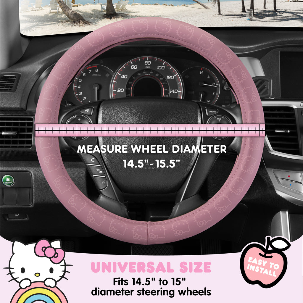 Official Sanrio Hello Kitty Pink Steering Wheel Cover (Standard 14.5" - 15")