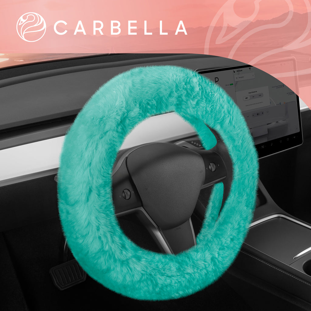 Plush Faux Fur Steering Wheel Cover (Standard 14.5" - 15.5") - Mint - Mint