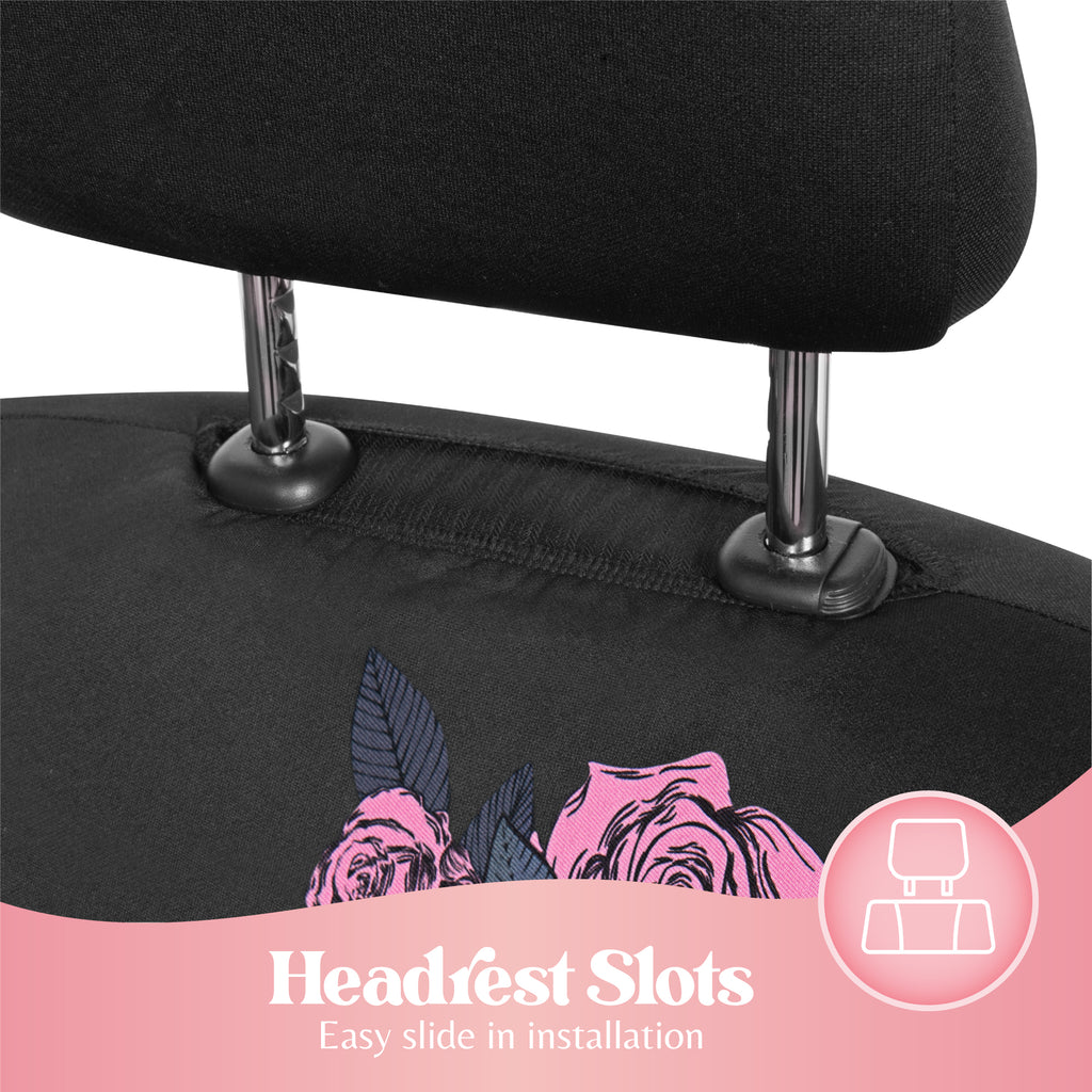 Pink Butterfly & Flowers Car Seat Covers, Cute Car Accessories for Women Front Seat Covers for Car Fits most Cars Trucks Vans SUV Embroidered Design