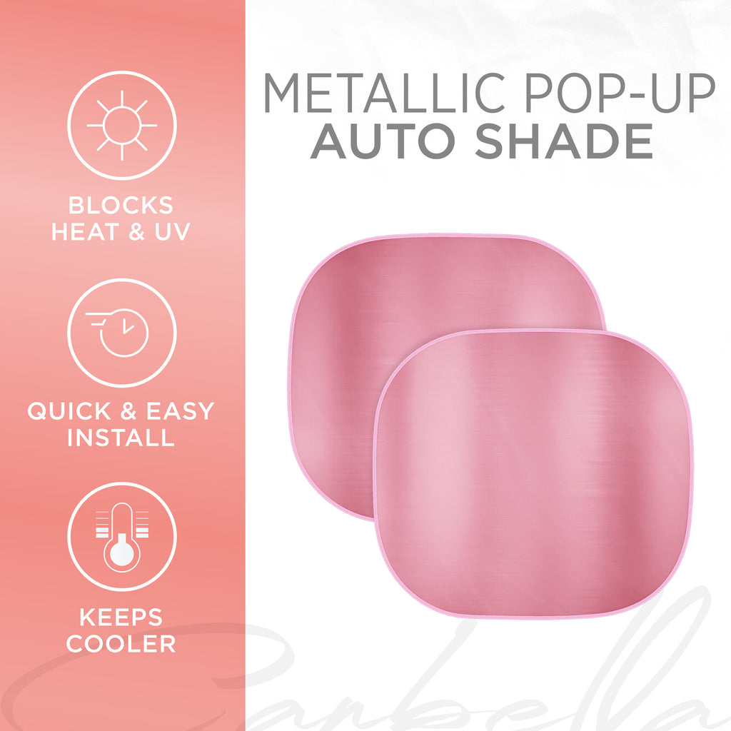 2-Piece Metallic Cling-On Window Sun Shade - Pink
