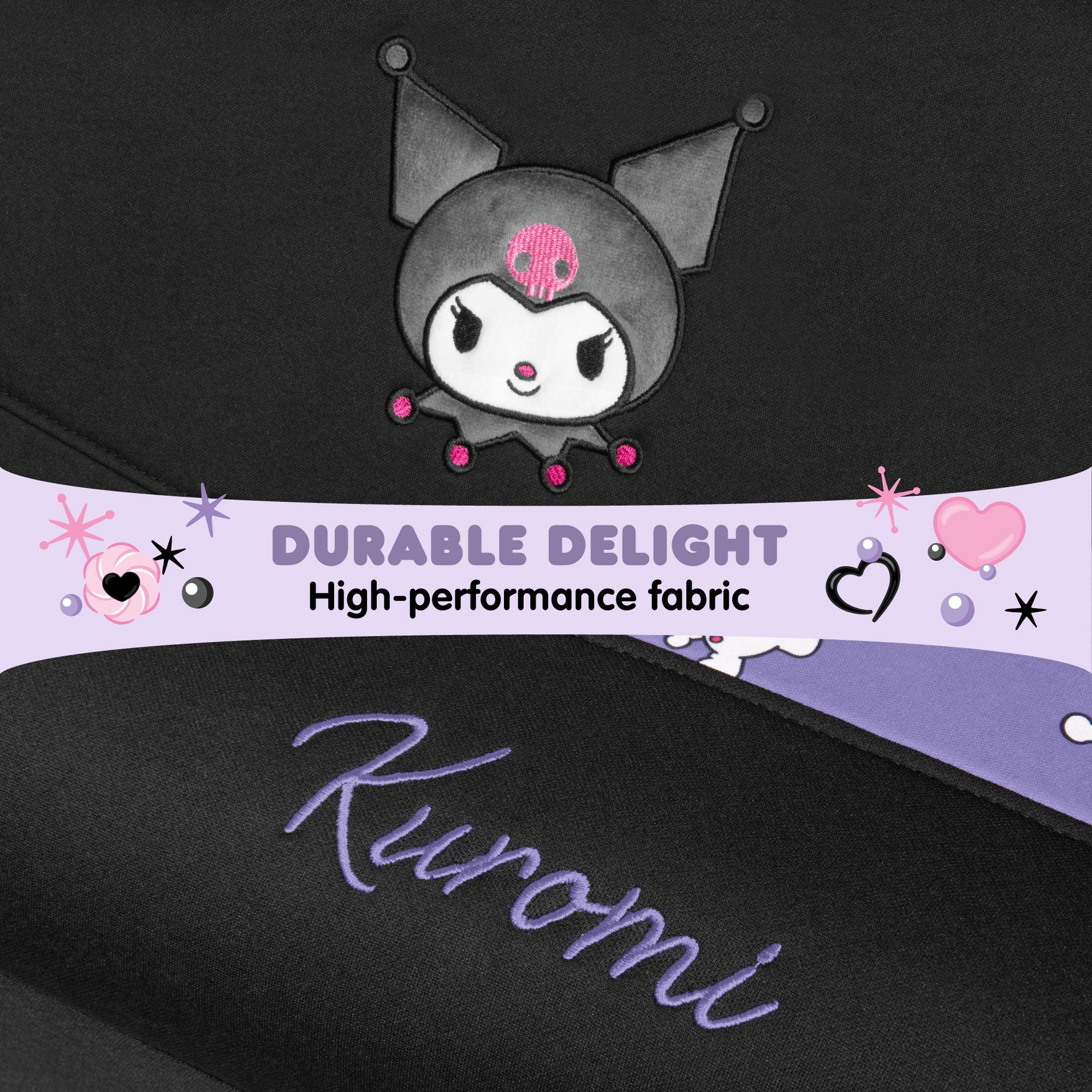 Sanrio Kuromi Car Seat Cover - Cute Black and Purple Front Seat