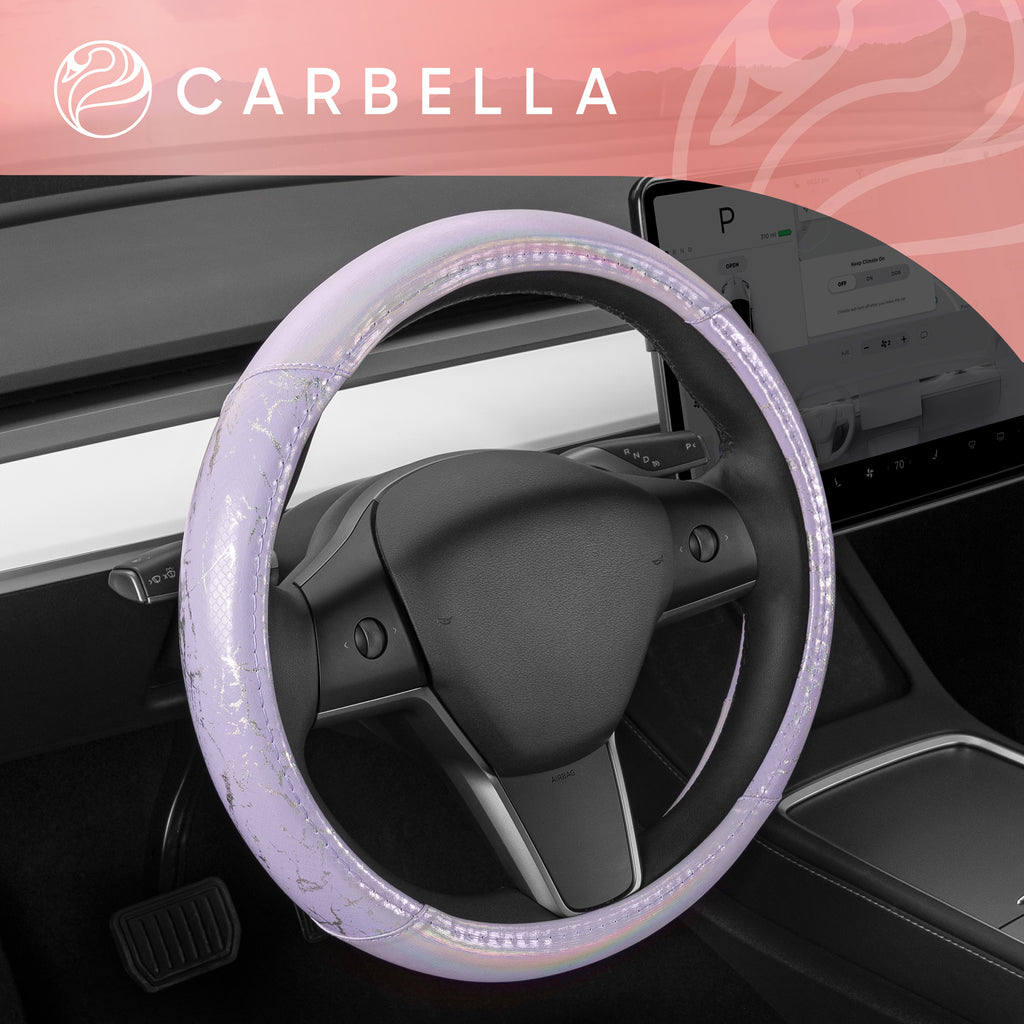 Holographic Crackle Leatherette Steering Wheel Cover (Standard 14.5" - 15.5") - Purple - Purple