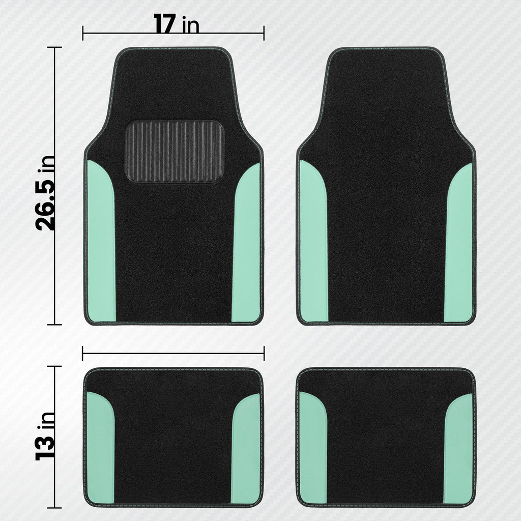 4-Piece Two-Tone Carpet Leatherette Front Floor Mats & Rear Floor Mats