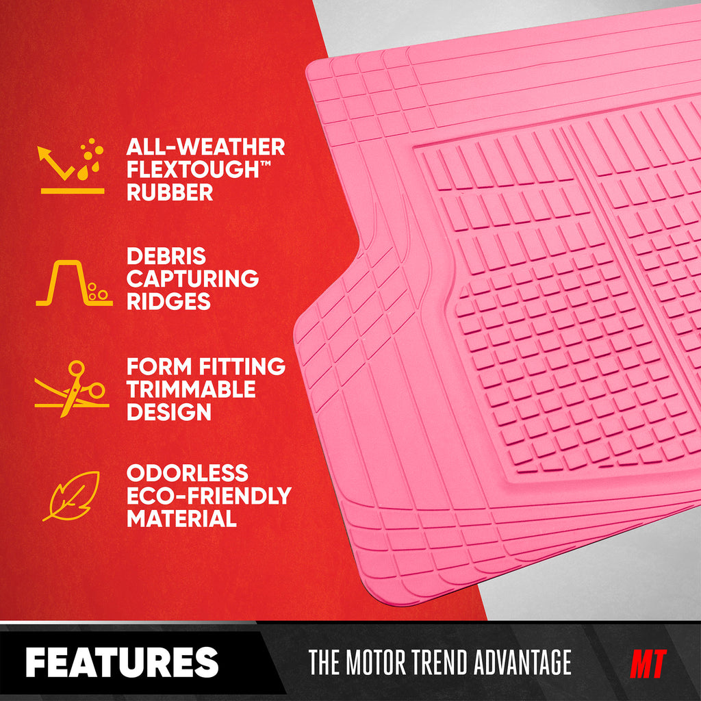 Motor Trend FlexTough Rear Cargo Mat – Heavy-Duty Trimmable Car Trunk Mat for Back of SUV, Universal Rear Cargo Liner for SUV, Flexible Trunk Liner, Automotive Floor Mats & Cargo Liners (Pink)