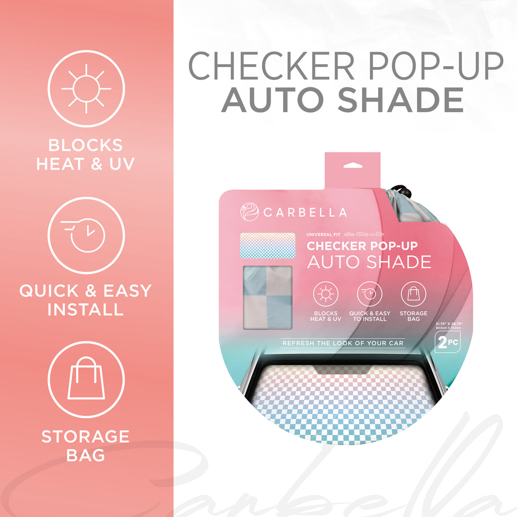 Checkered Rainbow Gradient WindShield PopUp Sunshade for Car