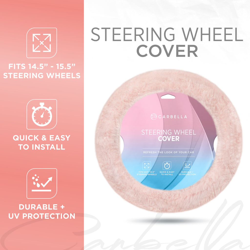 Faux Fur Steering Wheel Cover - Hot Pink